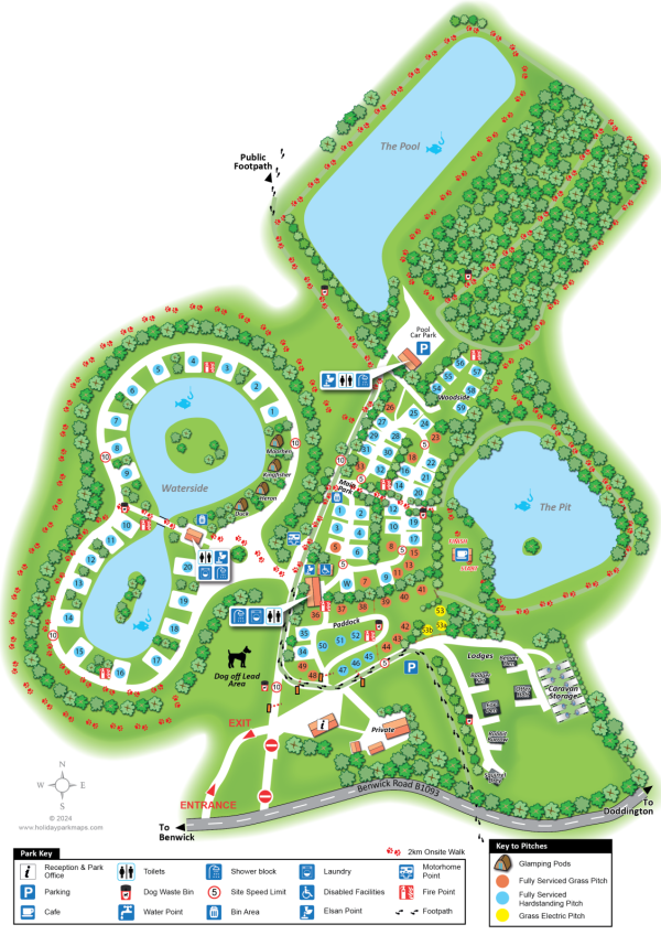 Map of Dog Walking Path around Fields End Water